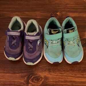 TWO Kids Purple and Teal Saucony Sneakers - Size 9
